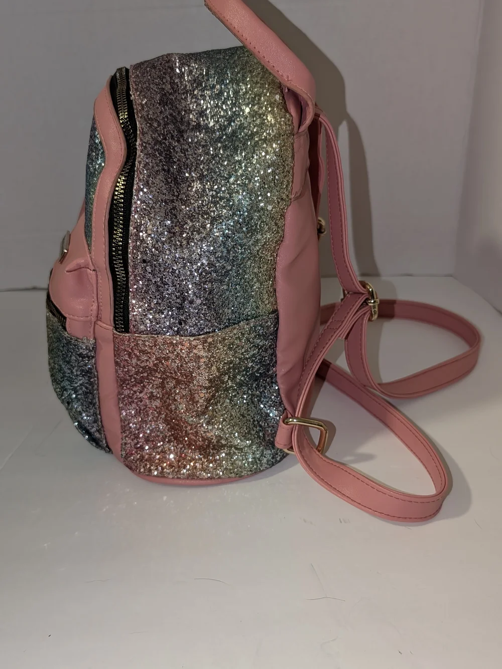 Sparkle In Pink Rainbow Glitter Mini Backpack Purse
